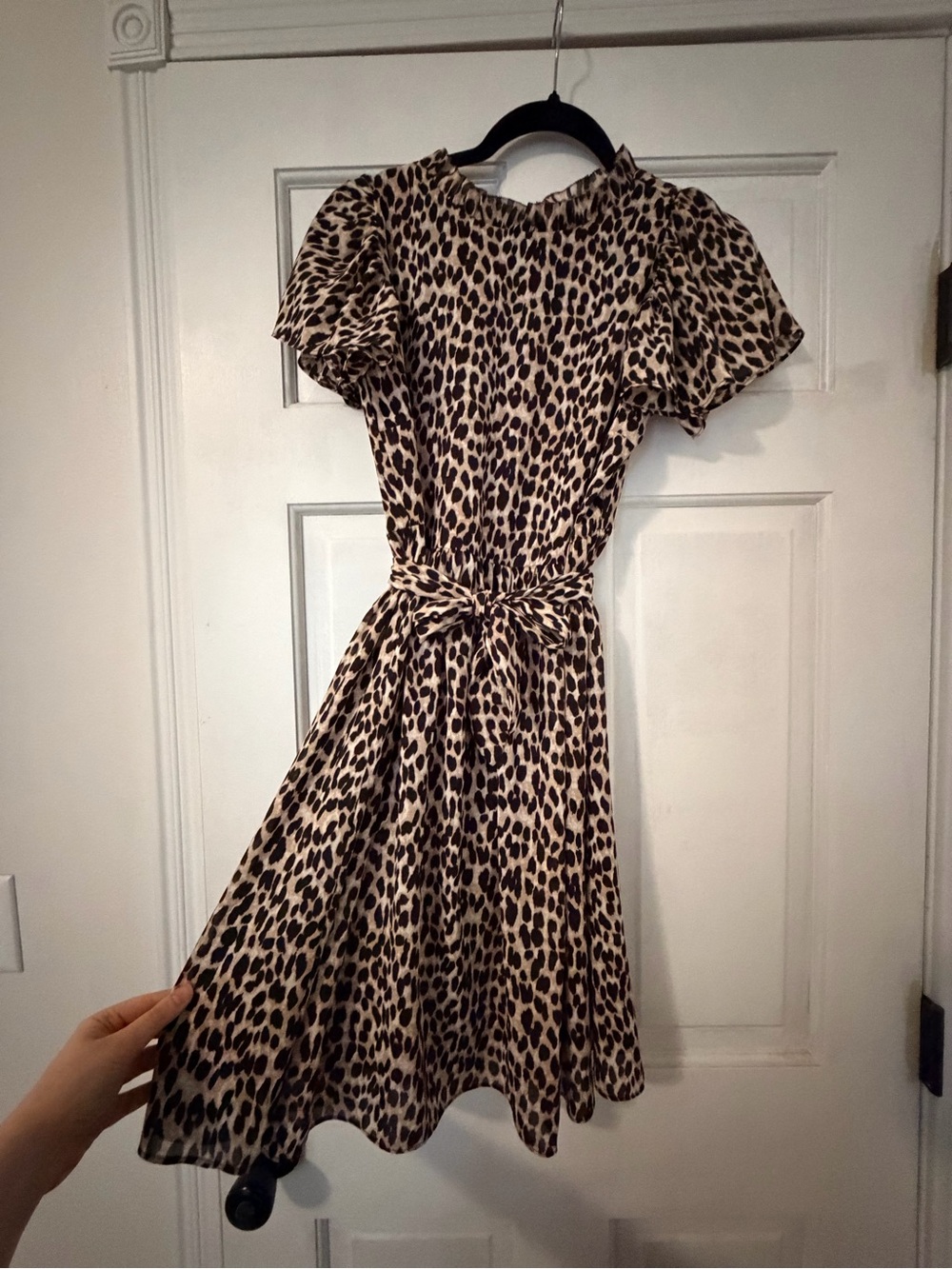 LOFT Leopard-Print Tie-Waist Mini Dress
